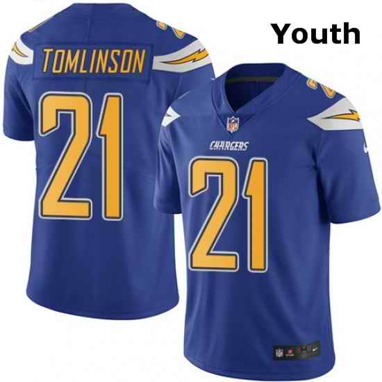 Youth Nike Los Angeles Chargers 21 LaDainian Tomlinson Limited Electric Blue Rush Vapor Untouchable NFL Jersey